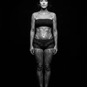 Girl Frau Tattoo schwarz weiss