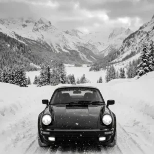 Porsche on Snow schwarz weiss