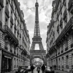Paris Nostalgie Eifelturm schwarz weiss