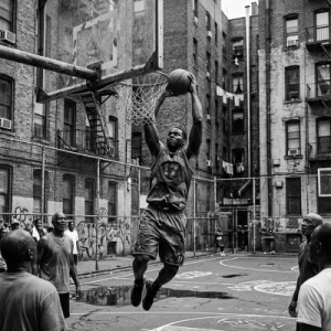 Sport Basketball New York Hinterhof Oldscool schwarz weiss