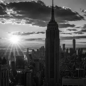 New York Hudson River Abendsonne schwarz weiss