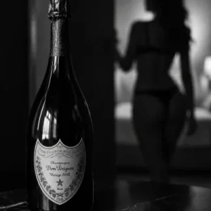 Sexy Woman & Dom Perignon schwarz weiss