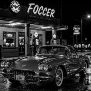 Retro Corvette Foccer USA schwarz weiss