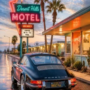 Retro Porsche Kalifornien Motel NEON